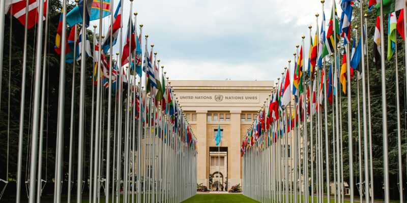 Flags outside the United Nations building, by Mathias Reding via Unsplash, May 24, 2020, https://unsplash.com/photos/flags-on-green-grass-field-near-brown-concrete-building-during-daytime-yfXhqAW5X0c.